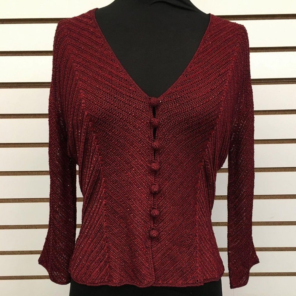 Wine color Beaded knit blouse with lining